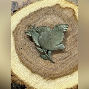 Vintage Silver‎ Tone Robin Brooch